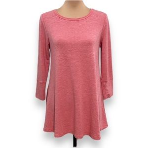 3/$30 Cable & Gauge Long Sleeve Tunic Top Tee Spacedye Heather Pink S/Small Cozy